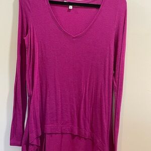 Express Women's Long Sleeve V-Neck Top - Fuchsia